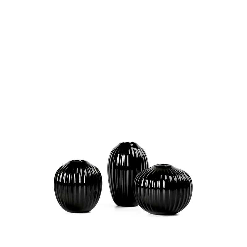 Kähler Hammershøi Vase Sæt 3-Pak Sort 3 Kähler Hammershøi Vase Sæt 3-Pak Sort