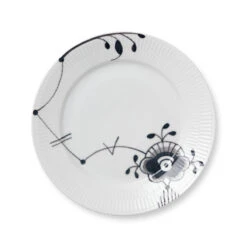 Royal Copenhagen Sort Mega Riflet Deco. Nr.6 Tallerken 22 Cm