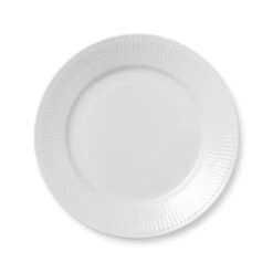 Royal Copenhagen Hvid Riflet Tallerken 22 Cm