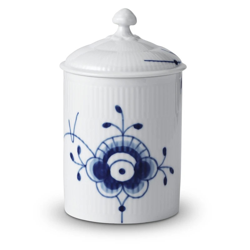 Royal Copenhagen Blå Mega Riflet Krukke Med Låg 16 Cm 3 Royal Copenhagen Blå Mega Riflet Krukke Med Låg 16 Cm