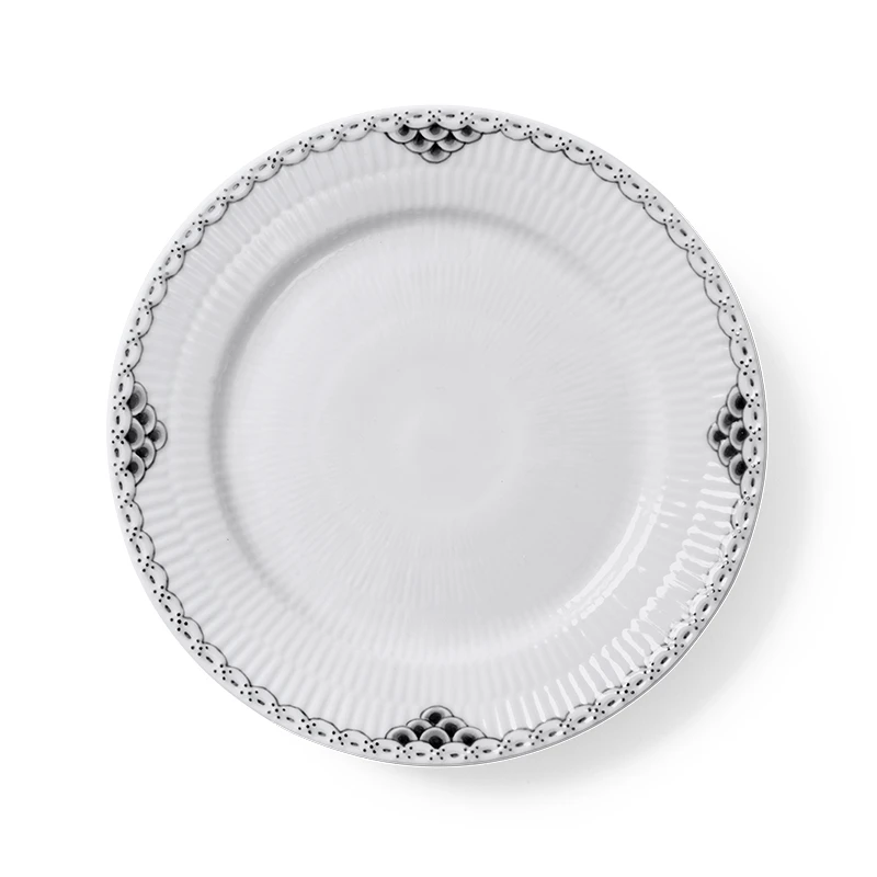 Royal Copenhagen Sort Riflet Blonde Tallerken 19 Cm 3 Royal Copenhagen Sort Riflet Blonde Tallerken 19 Cm