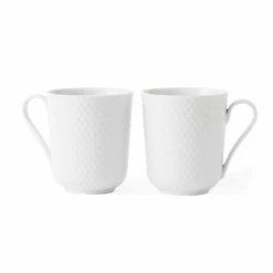 Lyngby Porcelæn Rhombe Kop Med Hank 2 Stk. Hvid 33 Cl